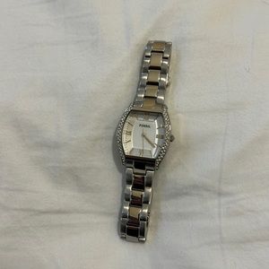Woman’s Silver Fossil Watch. Brand new, never been worn